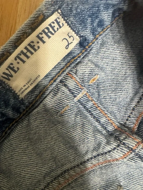 We The Free Vintage Wash Frayed Hem Jean Shorts - Blue Denim - Picture 5 of 5